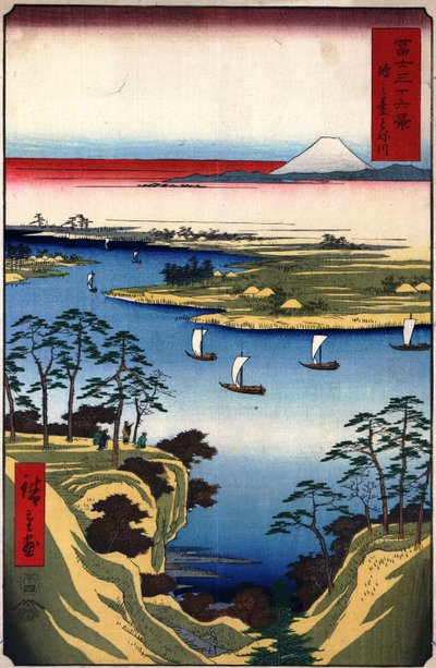 36 Views of Mt. Fuji - 11. Wild Goose Hill and the Tone River by Utagawa Hiroshige